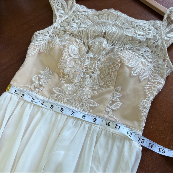 Soieblu Cream Maxi Lace Gown Sz S - Picture 5 of 8